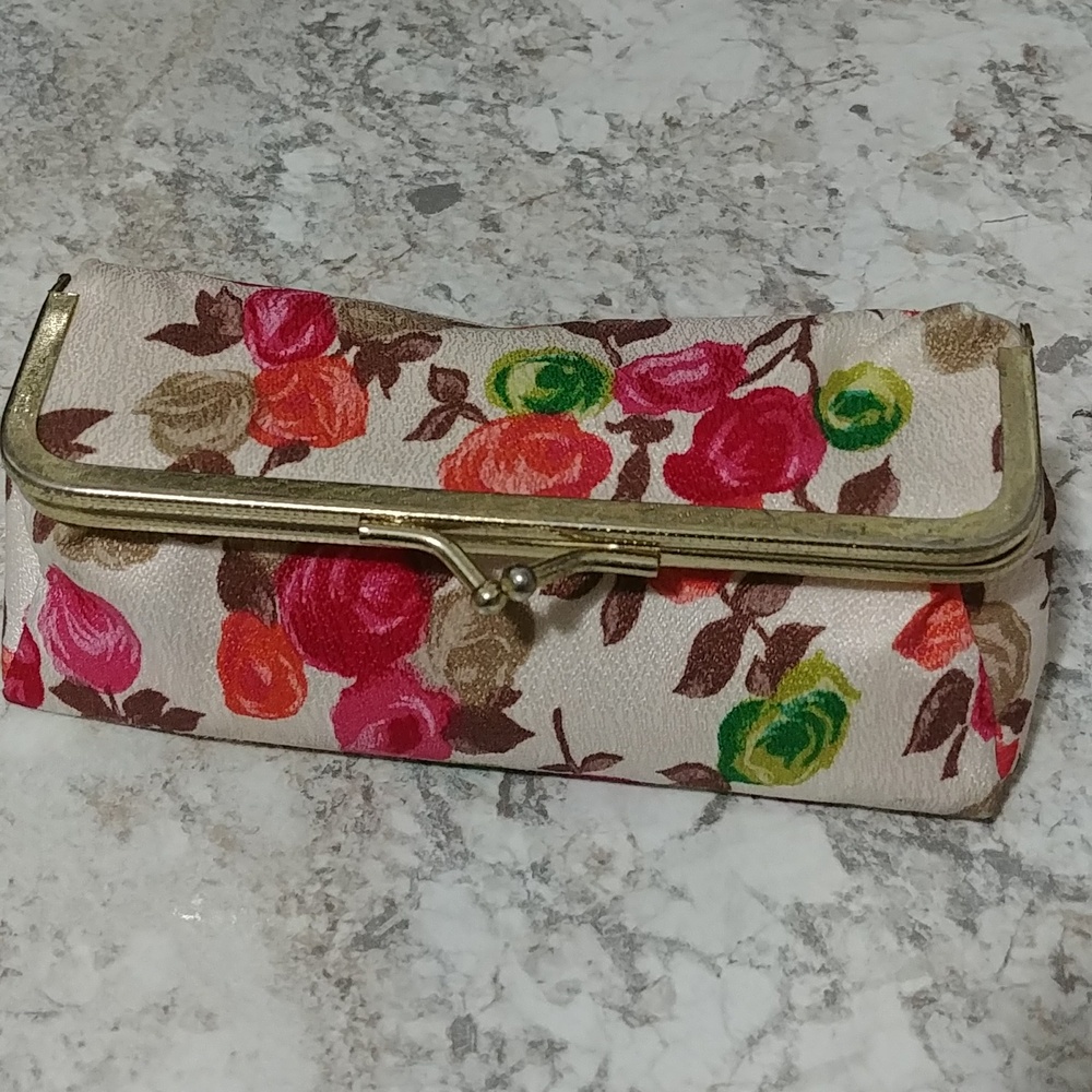 Vintage Eye Glasses Case Floral Kiss Lock Closure